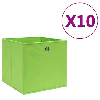 Opbergboxen 10 st 28x28x28 cm nonwoven stof groen 1