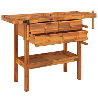 Werkbank met lades en bankschroeven 124x52x83 cm acaciahout 3