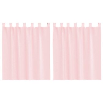 Gordijnen voile met lussen 2 st 140x140 cm lichtroze 2