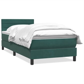Boxspring met matras fluweel donkergroen 80x220 cm 2