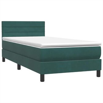 Boxspring met matras fluweel donkergroen 80x220 cm 4