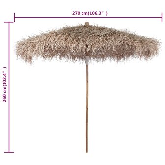 Parasol van bamboe met dak van bananenbladeren 270 cm 4