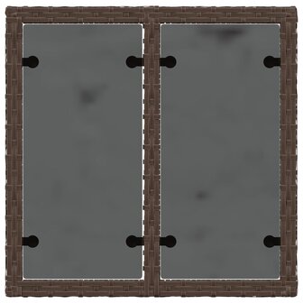 Tuintafel met glazen blad 55x55x37 cm poly rattan bruin 7