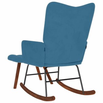 Schommelstoel met krukje fluweel blauw 8