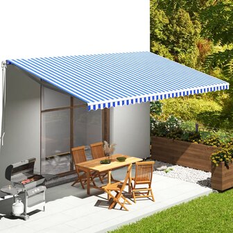 Vervangingsdoek voor luifel 6x3,5 m blauw en wit 1