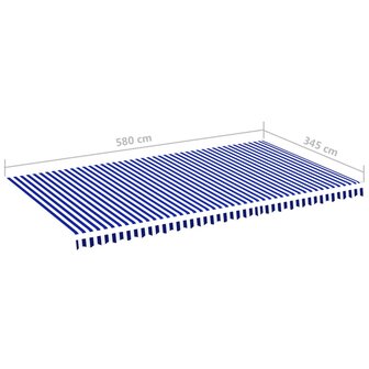 Vervangingsdoek voor luifel 6x3,5 m blauw en wit 6