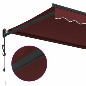 Luifel automatisch uittrekbaar 350x250 cm bordeauxrood 7