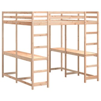 Hoogslaper met bureau en ladder massief grenenhout 160x200 cm 3