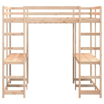 Hoogslaper met bureau en ladder massief grenenhout 160x200 cm 5