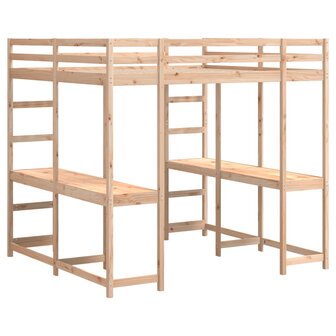 Hoogslaper met bureau en ladder massief grenenhout 140x200 cm 7