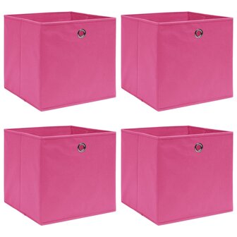 Opbergboxen 4 st 32x32x32 cm stof roze 1