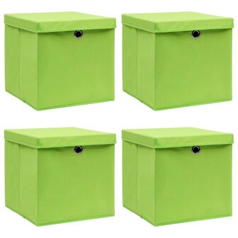 Opbergboxen met deksel 4 st 32x32x32 cm stof groen 1