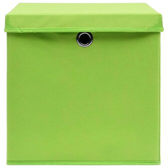 Opbergboxen met deksel 4 st 32x32x32 cm stof groen 4