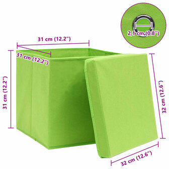 Opbergboxen met deksel 4 st 32x32x32 cm stof groen 6