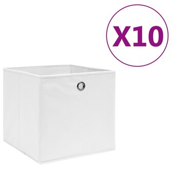 Opbergboxen 10 st 28x28x28 cm nonwoven stof wit 1