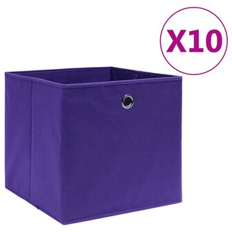 Opbergboxen 10 st 28x28x28 cm nonwoven stof paars 1