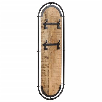 Wandkapstokken 2 st met 4 haken massief ruw mangohout 3