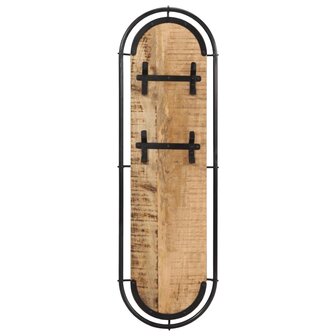Wandkapstokken 2 st met 4 haken massief ruw mangohout 5