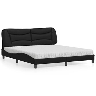Bed met matras kunstleer zwart 180x200 cm 1