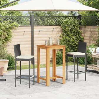 3-delige Tuinbarset massief acaciahout en poly rattan zwart 3
