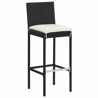 3-delige Tuinbarset massief acaciahout en poly rattan zwart 4