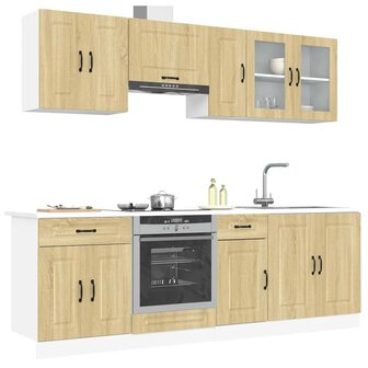 8-delige Keukenkastenset Kalmar bewerkt hout sonoma eikenkleur 1