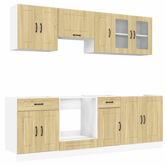 8-delige Keukenkastenset Kalmar bewerkt hout sonoma eikenkleur 2
