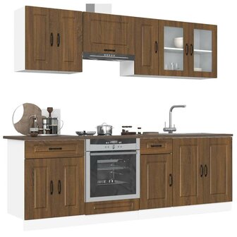 8-delige Keukenkastenset Kalmar bewerkt hout bruin eikenkleur 1