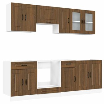 8-delige Keukenkastenset Kalmar bewerkt hout bruin eikenkleur 2