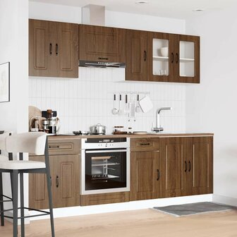 8-delige Keukenkastenset Kalmar bewerkt hout bruin eikenkleur 3