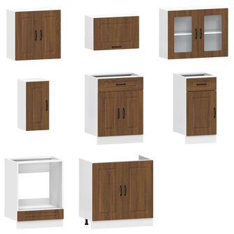8-delige Keukenkastenset Kalmar bewerkt hout bruin eikenkleur 4