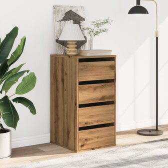 Ladekast 40x41x76 cm bewerkt hout artisanaal eikenkleurig 3