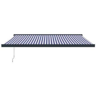 Luifel uittrekbaar 4x3 m stof en aluminium blauw en wit 3
