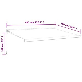 Luifel uittrekbaar 4x3 m stof en aluminium blauw en wit 9