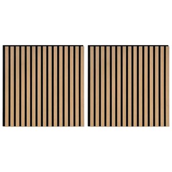 Akoestische wandpanelen 2 st latten 60,5x60 cm eikenfineer 2