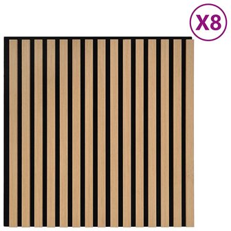 Akoestische wandpanelen 8 st latten 60,5x60 cm eikenfineer 2