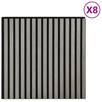 Akoestische wandpanelen 8 st latten 60,5x60 cm eikenfineer 2
