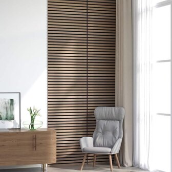 Akoestische wandpanelen 8 st latten 60,5x60 cm eikenfineer 3