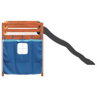 Kinderhoogslaper met gordijnen 90x190 cm grenenhout blauw 9