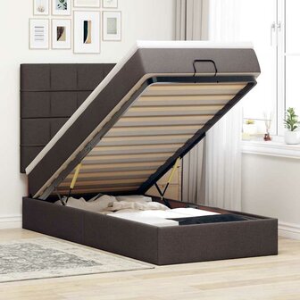Bed met matras 100x200 cm stof donkerbruin 1