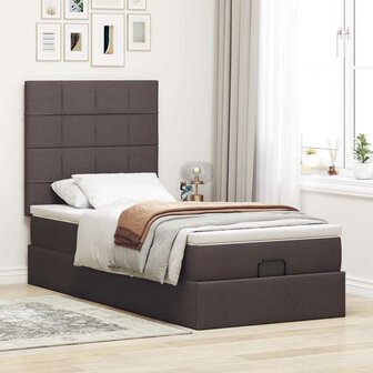 Bed met matras 100x200 cm stof donkerbruin 3