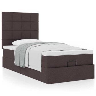 Bed met matras 100x200 cm stof donkerbruin 4