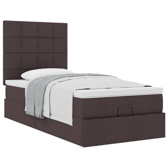 Bed met matras 100x200 cm stof donkerbruin 5