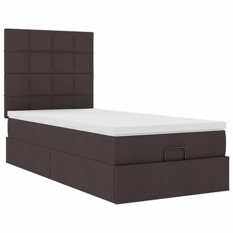 Bed met matras 100x200 cm stof donkerbruin 6