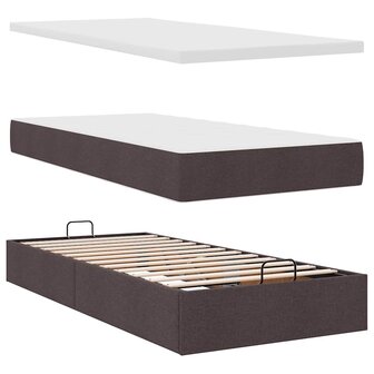 Bed met matras 100x200 cm stof donkerbruin 8