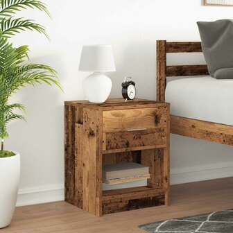 Nachtkastje met lade 40x34x50 cm oud houtkleurig 3