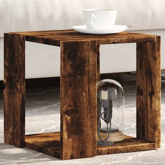 Salontafel 32x32x30 cm bewerkt hout gerookt eikenkleurig 1