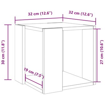 Salontafel 32x32x30 cm bewerkt hout gerookt eikenkleurig 9