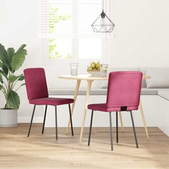 Eetkamerstoelen 2 st fluweel wijnrood 1