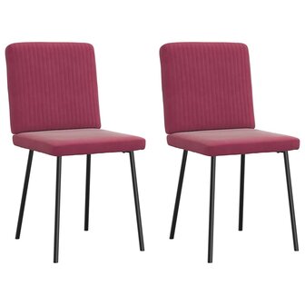 Eetkamerstoelen 2 st fluweel wijnrood 2